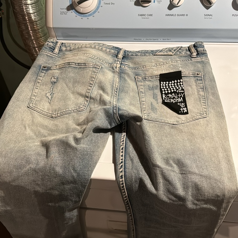 Ksubi Men's Chitch Blue Ash Slim Tapered Skinny Jean Mid-Rise Button Fly 33x32